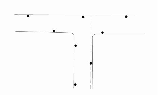 T型交叉路口萝莉社下载入口和燈具設置示意圖