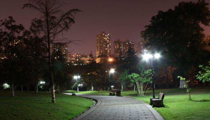 萝莉社APP照明小區步道照明夜景效果圖