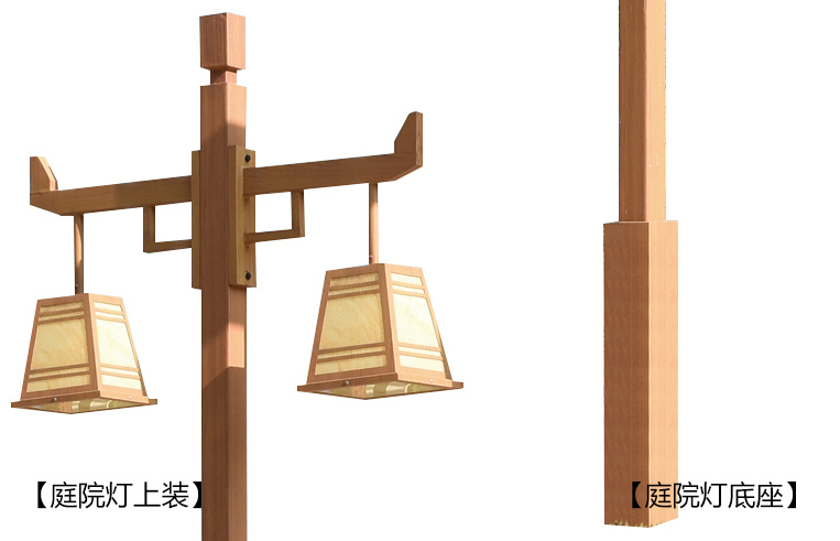 萝莉社APP照明(QDTYD-FG004)特色仿古雙頭木紋漆庭院燈細節展示圖片