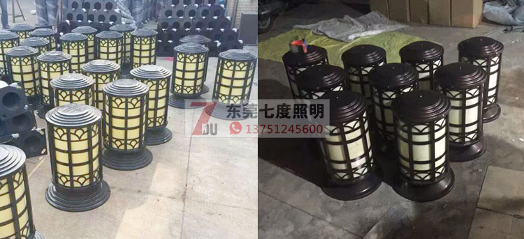 萝莉社APP照明(QDZTD-009)戶外圓柱仿雲石柱頭燈生產實拍圖片