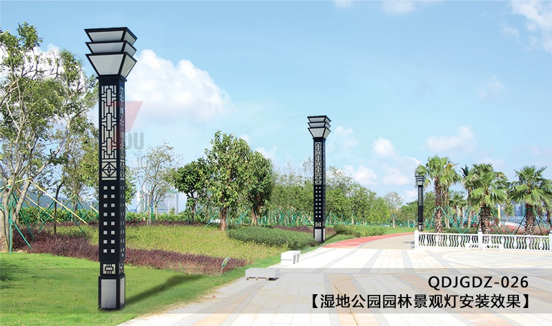 (QDJGDZ-026)公園廣場中式文化方形萝莉社免费版APP柱安裝實景效果