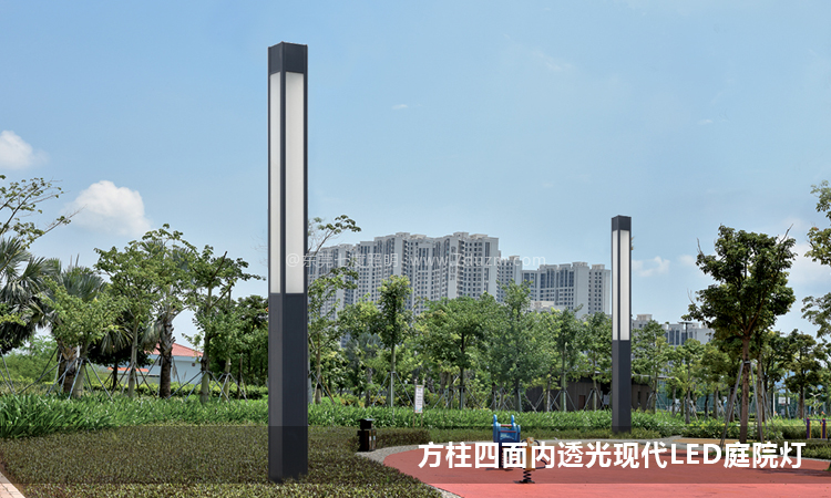 園林現代4米方形LED萝莉社免费版APP柱公園安裝效果
